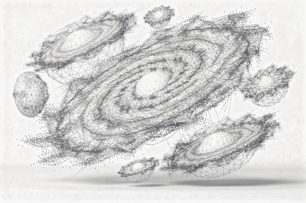 Immagine del cosmo con galassie e spazio profondo, tema dell'origine e dell'espansione dell'universo