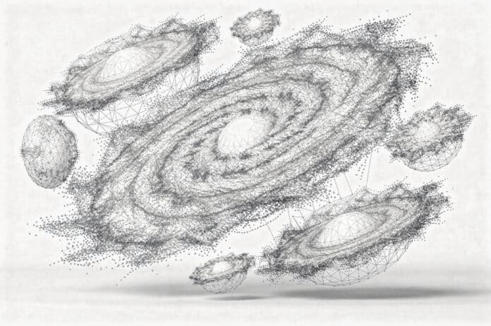 Immagine del cosmo con galassie e spazio profondo, tema dell'origine e dell'espansione dell'universo