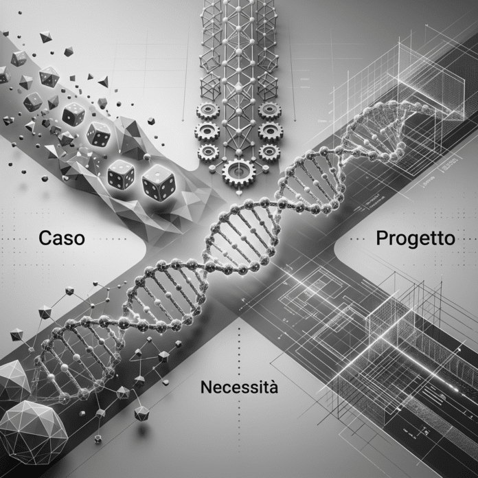 Illustrazione sull'alternativa tra caso, necessità e progetto