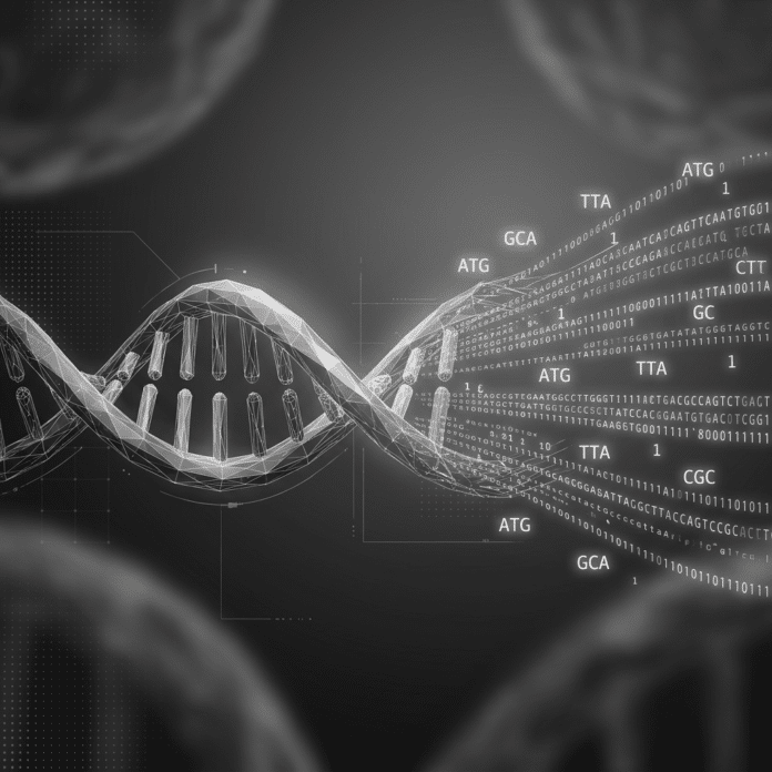 Illustrazione del codice genetico come software nella cellula