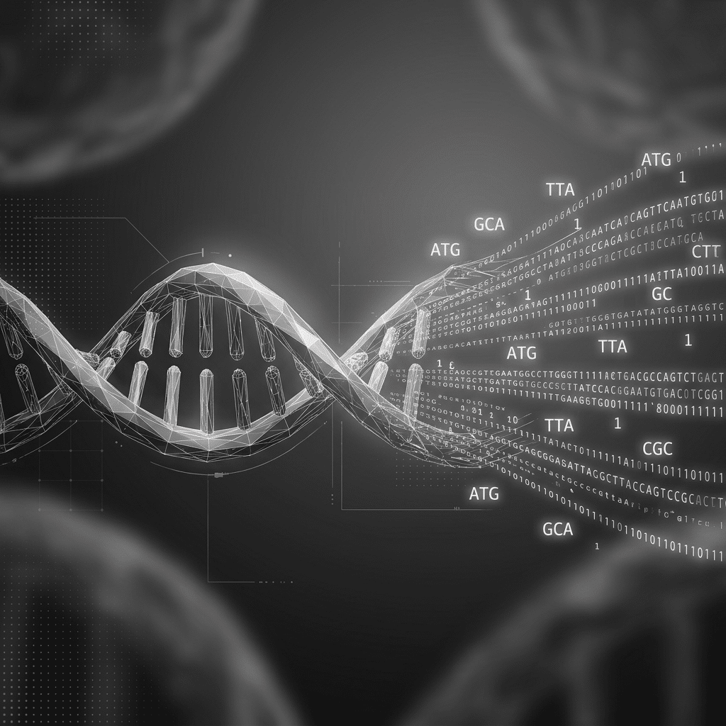 Illustrazione del codice genetico come software nella cellula